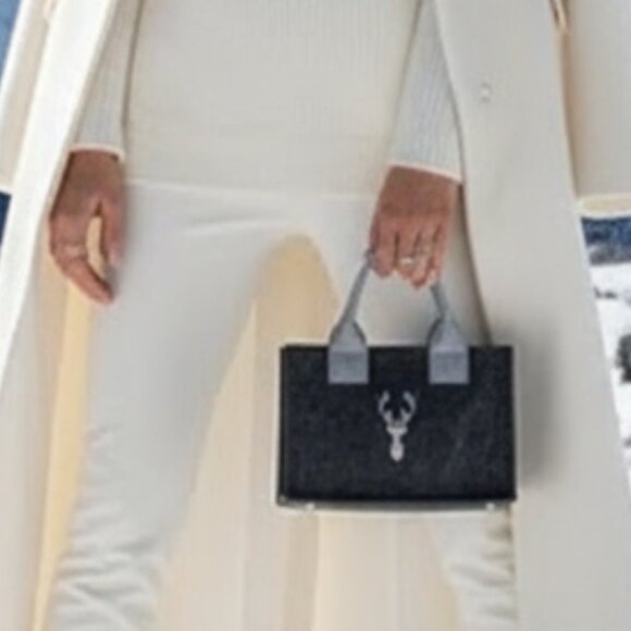 NEW! ANTHROPOLOGIE Filztasche Geschenktasche gray felt mini tote deer - Picture 3 of 14